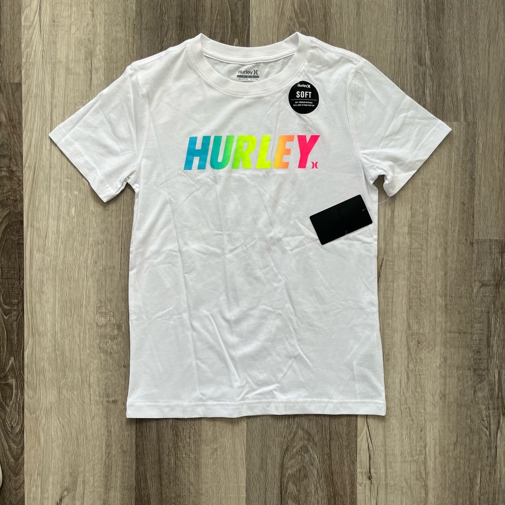 Hurley White Tee with Multicolor Logo
